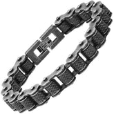 Oxidized Bicycle Chain Link Bracelet - Steel Time